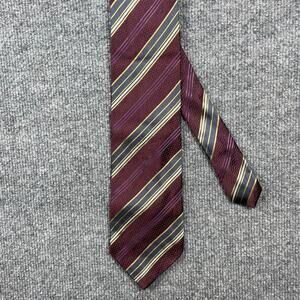 Ermenegildo Zegna REPP Tie 3 3/4" X 65" Burgundy/Black/Gold Striped Italian Silk